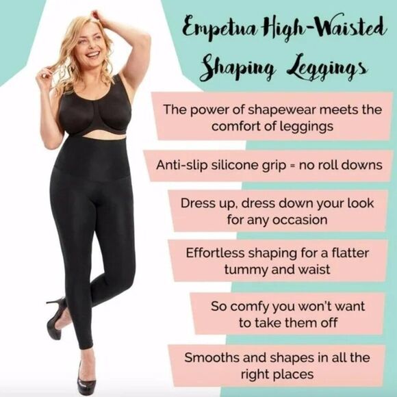 SHAPERMINT ESSENTIALS Empetua High-Waisted Shaping Leggings BLACK SMALL NEW - Picture 8 of 8